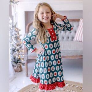 NWT Cheeky Plum Enchanted Evergreen Kids Ruffle Christmas Pajama Nightgown Sz 7Y